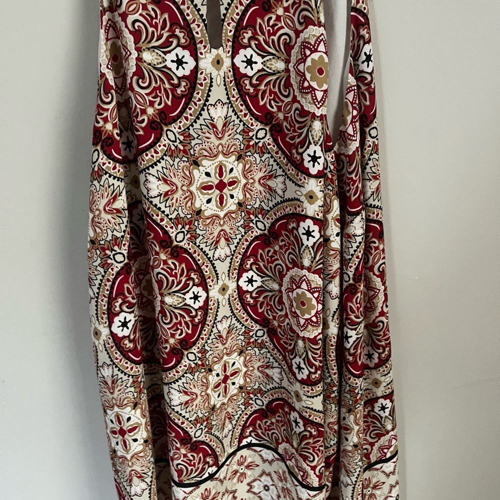 INC International Concepts Red and White Floral Blouse - Picture 2 of 8